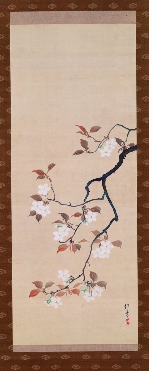 Závěsný svitek zobrazující třešňové květy, z Triptychu tří ročních období, japonština, počátek 19. století od Sakai Hoitsu
