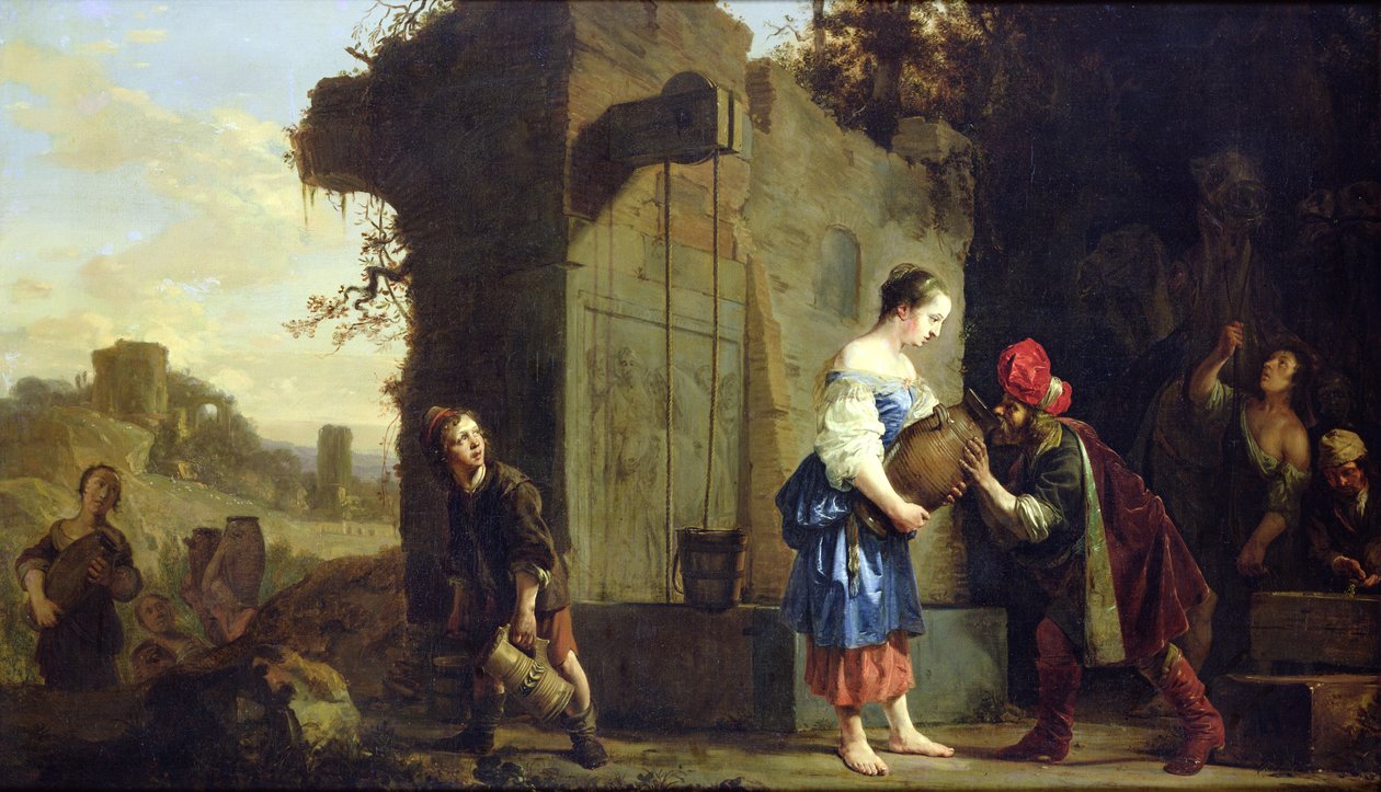 Eliezer a Rebecca u studny, 1660 od Salomon de Bray