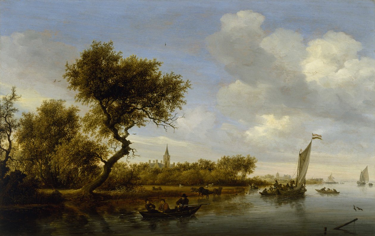 Říční krajina s kostelem v dáli od Salomon van Ruisdael or Ruysdael