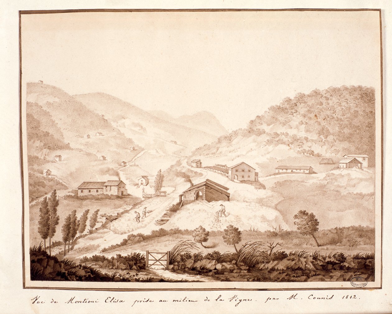 Pohled na Montioni, pořízený ze středu révy, 1812 od Salomon Guillaume Counis