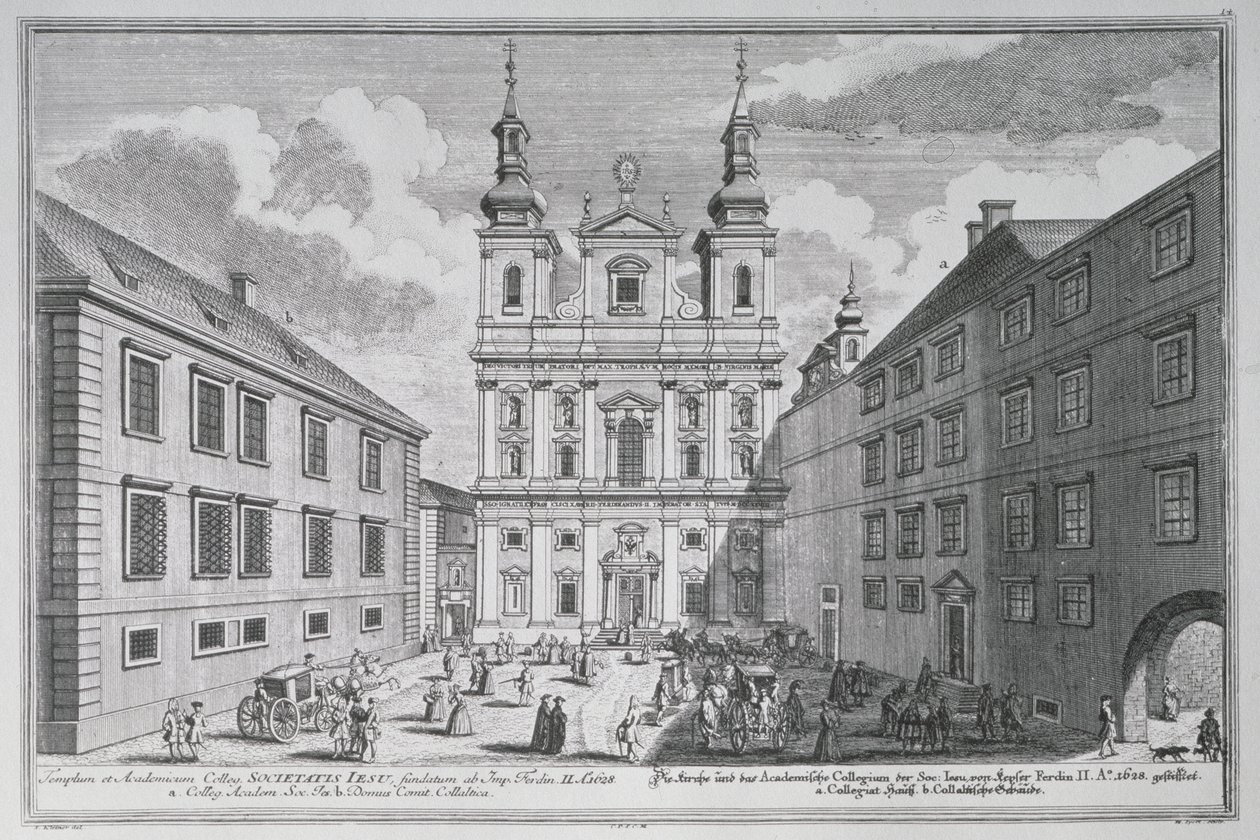 Pohled na jezuitský kostel a náměstí Dr-Ignaz-Seipal-Platz ve Vídni od Salomon Kleiner