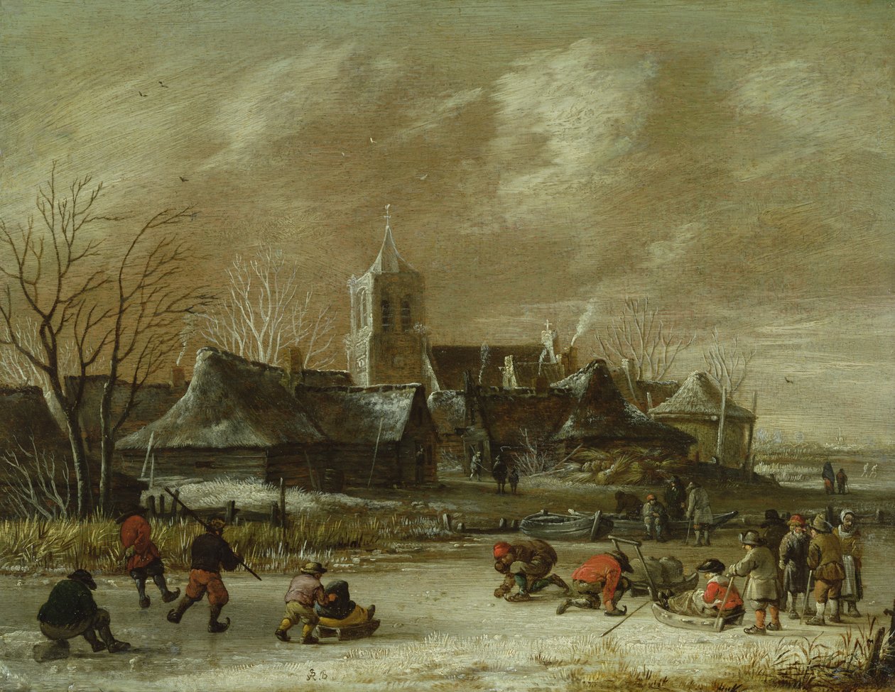 Město v zimě s krasobruslení od Salomon Rombouts
