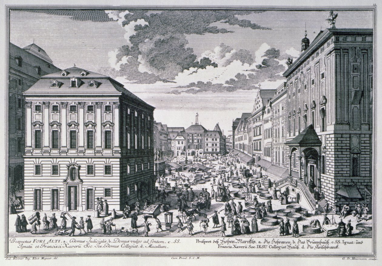 Pohled na High Marketplace, Vídeň, vyrytý Georg-Daniel Heumann (1691-1759) od Salomon after Kleiner