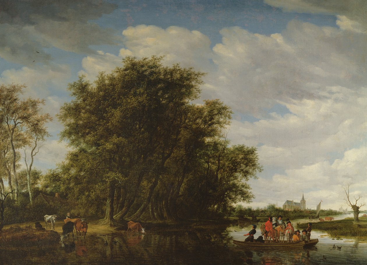 Říční krajina s postavami v trajektu od Salomon van Ruisdael or Ruysdael
