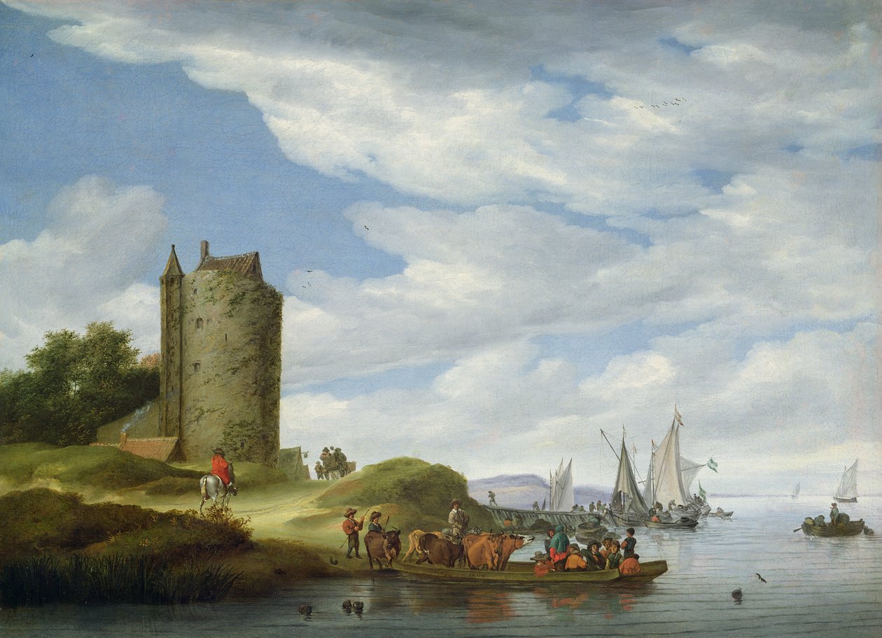 Ústí řeky se strážní věží od Salomon van Ruisdael or Ruysdael