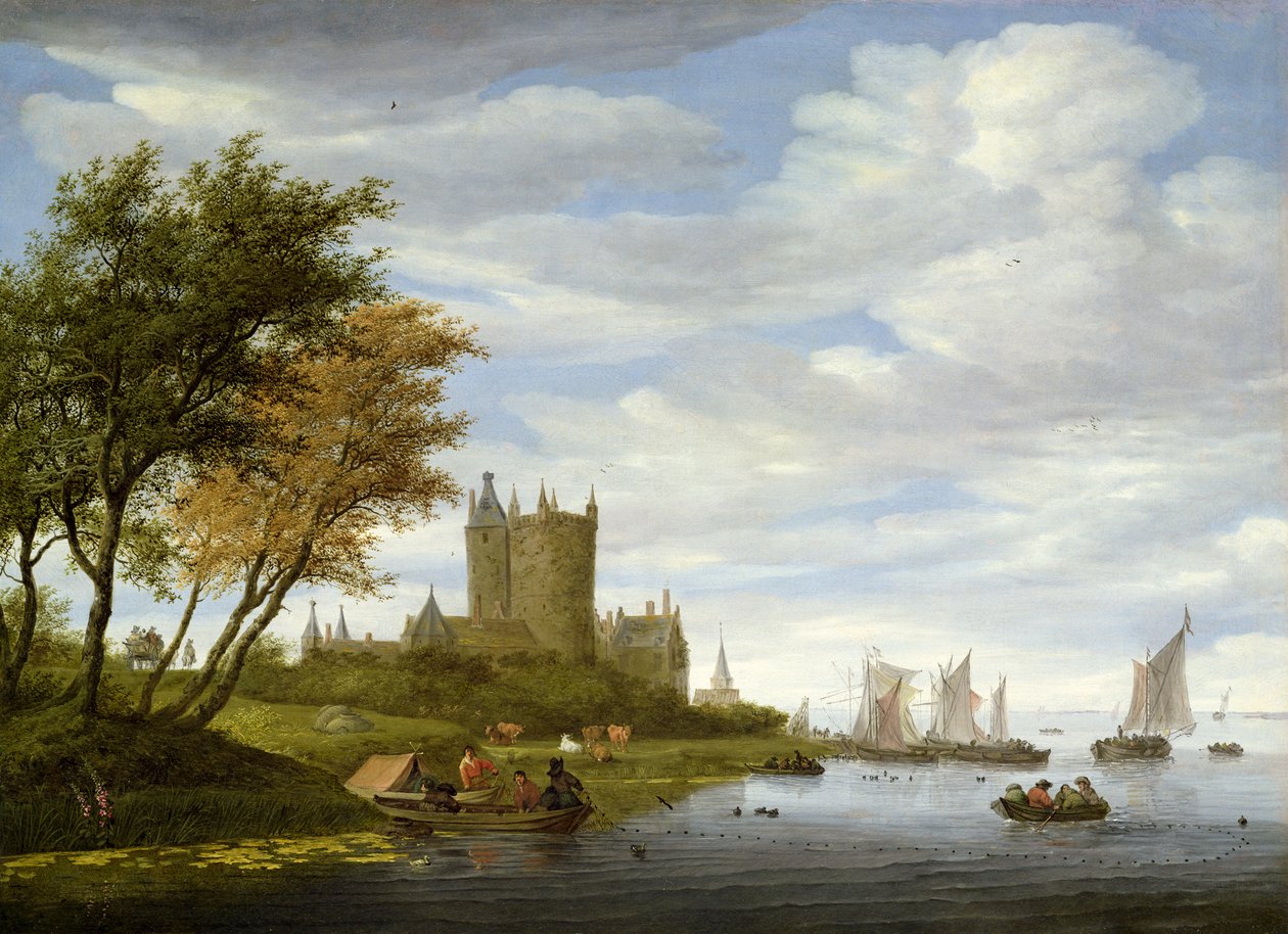 Ústí řeky s hradem od Salomon van Ruisdael or Ruysdael