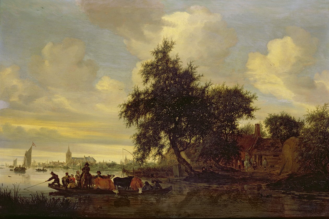 Říční krajina s přívozem, 1633 (olej) od Salomon van Ruisdael or Ruysdael