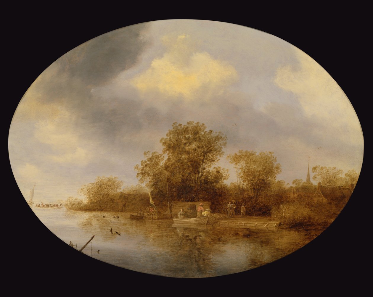 Říční krajina s muži vykládajícími humry od Salomon van Ruisdael or Ruysdael
