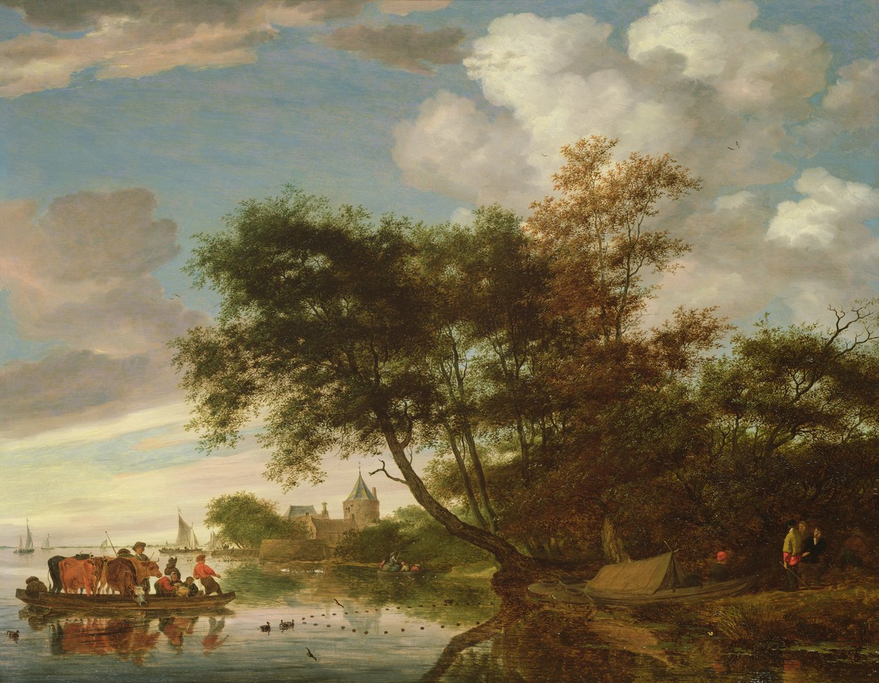 Venkovská říční krajina od Salomon van Ruisdael or Ruysdael
