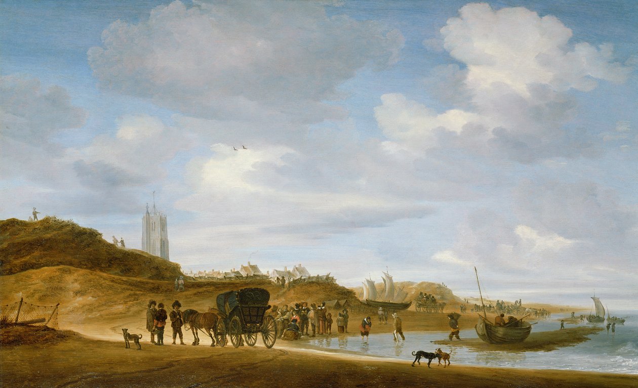 Pláž v Egmond-an-Zee od Salomon van Ruisdael or Ruysdael