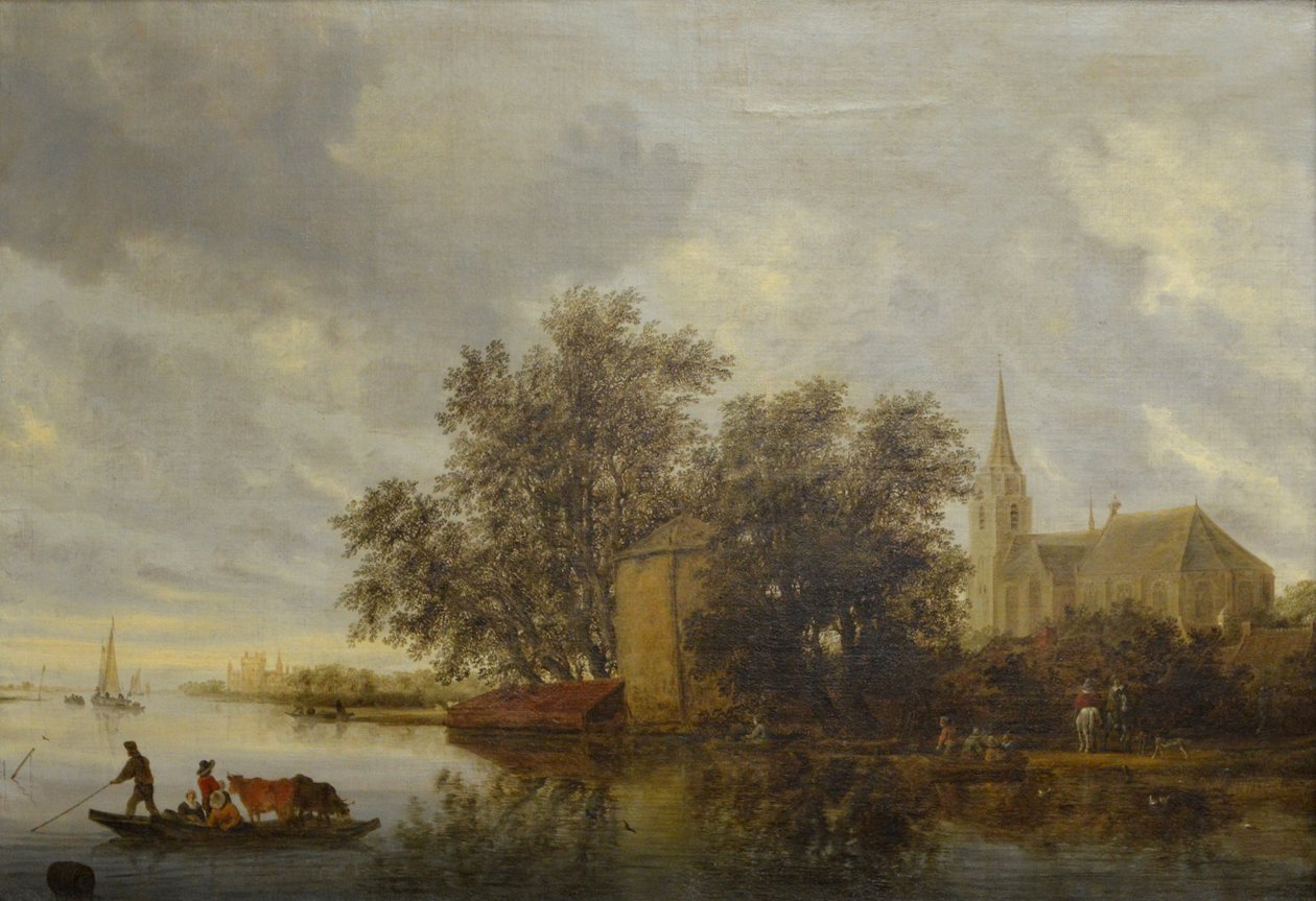 Nábřeží s kostelem od Salomon van Ruisdael or Ruysdael