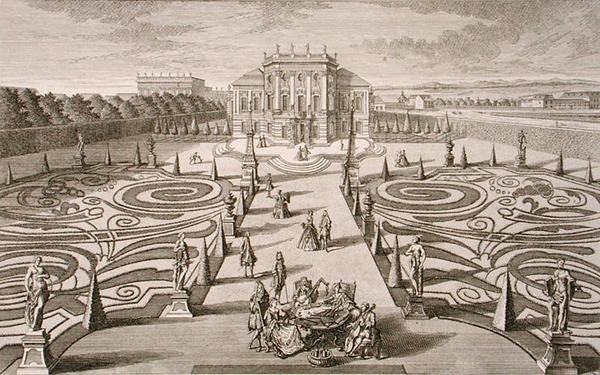 Rakouský dům a zahrada, ryl Johann August Corvinus (1683-1738), vydáno kolem 1730-40 (rytina) od Salomon (after) Kleiner