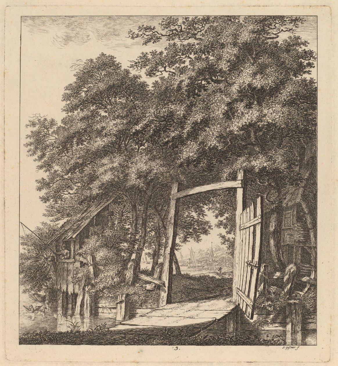 Rustikální brána u jezera, 1764. od Salomon Gessner