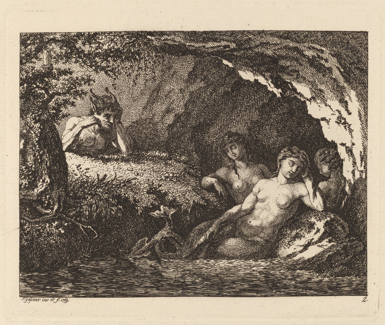 Tři spící skřítci se satyrem, 1769. od Salomon Gessner