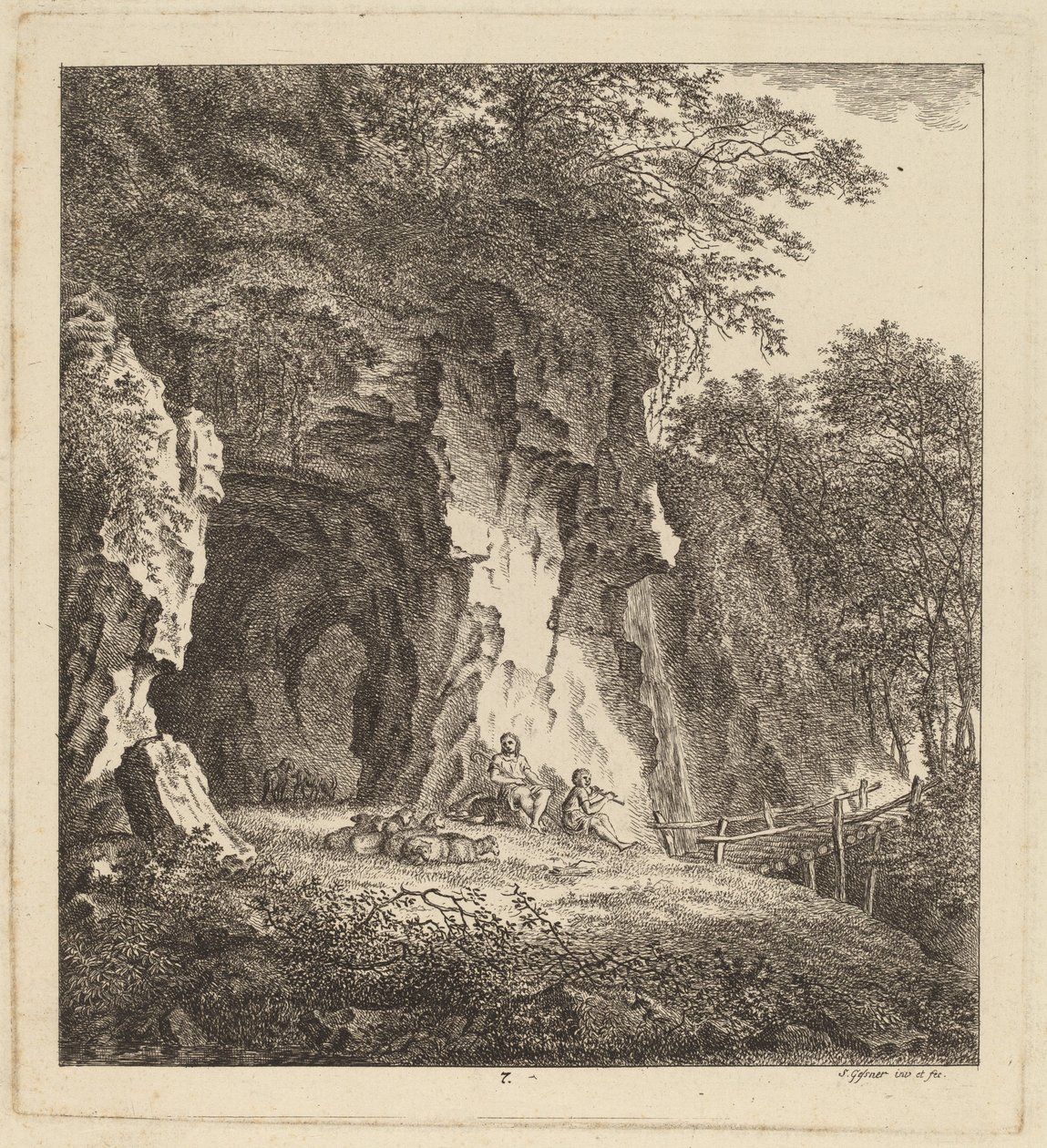 Dva pastýři ve skalnaté krajině, 1764. od Salomon Gessner