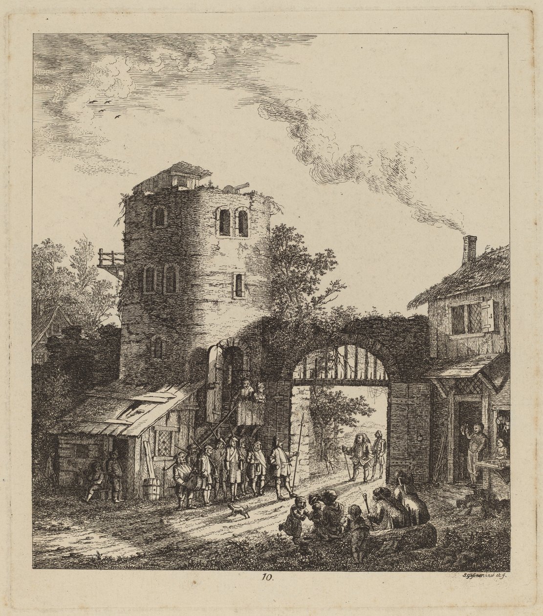 Vesničané u městské brány pozdraví hodnostáře, 1764. od Salomon Gessner