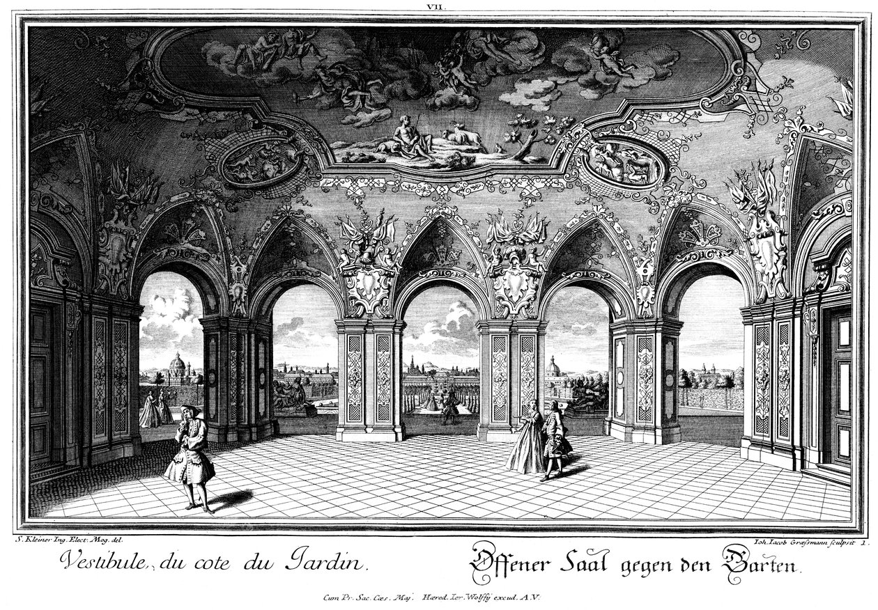 Pohled do zahrady ze Sala Terrena od Salomon Kleiner