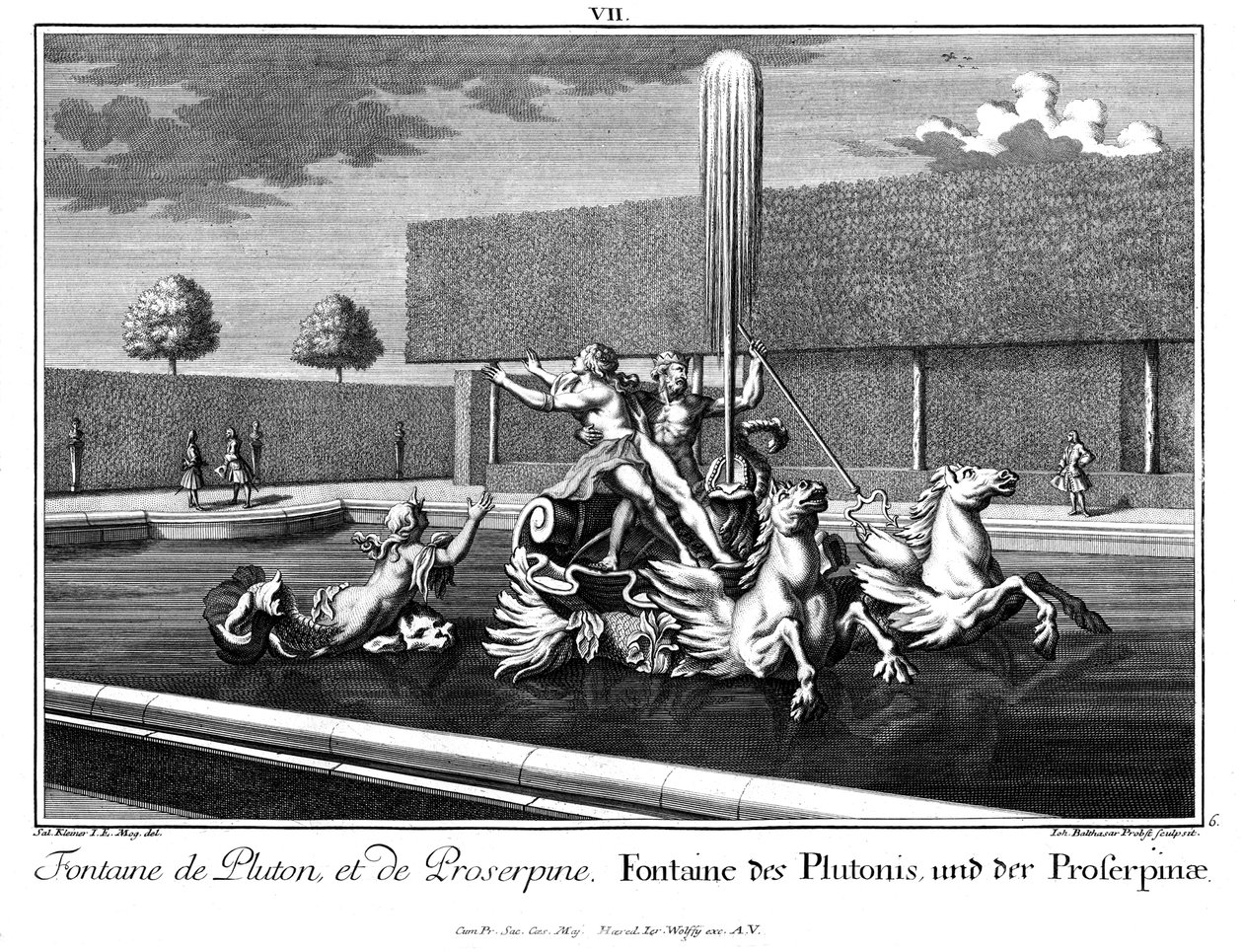 Prospekt fontán Pluto a Proserpina od Salomon Kleiner