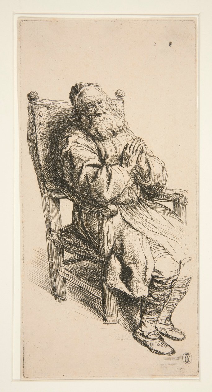 Starý muž spí v křesle od Salomon Koninck
