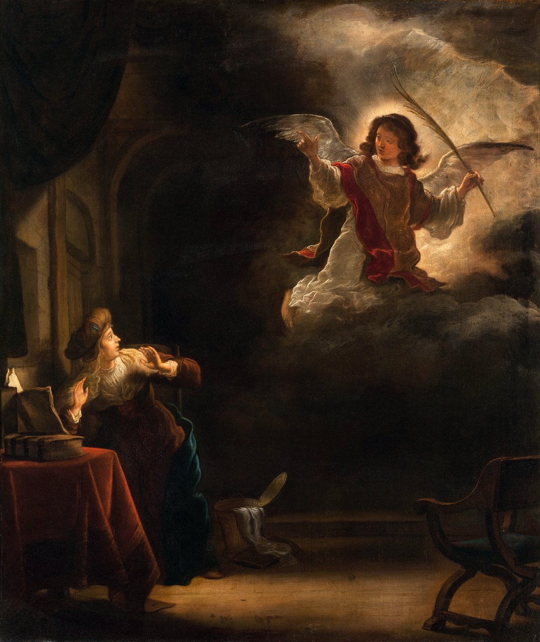 Zvěstování - Obraz Salomona Konincka (1609-1656) - 1655 - Olej na plátně - 72,5x61,5 - Hallwylska Museet, Stockholm od Salomon Koninck