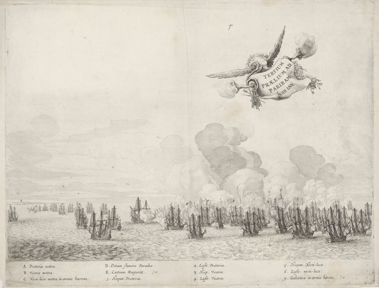 Třetí bitva s portugalským loďstvem u Paraiba, 1640 od Salomon Savery
