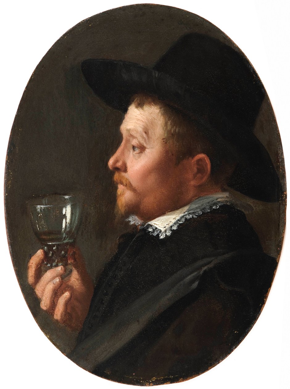"Portrét muže držícího Roemerovo sklo"" (Man Holding A Roemer) Malba Salomon de Bray (1597-1664) Olej na mědi od Salomon de Bray