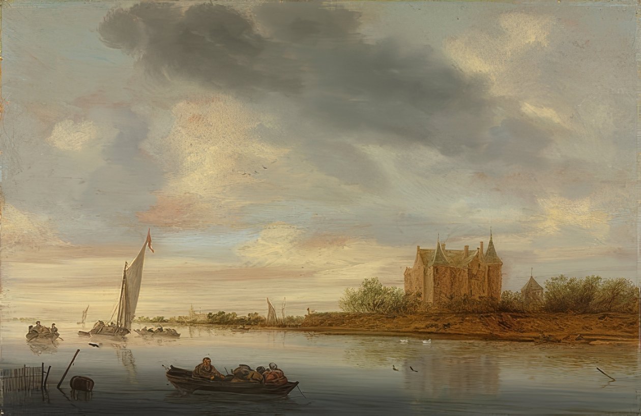 Hrad na řece. 1644 od Salomon van Ruisdael or Ruysdael