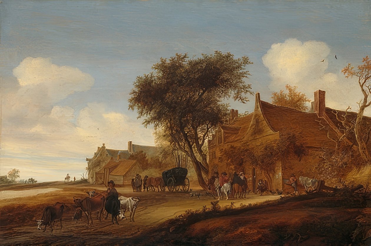 Vesnická krčma s dostavníkem. 1655 od Salomon van Ruisdael or Ruysdael