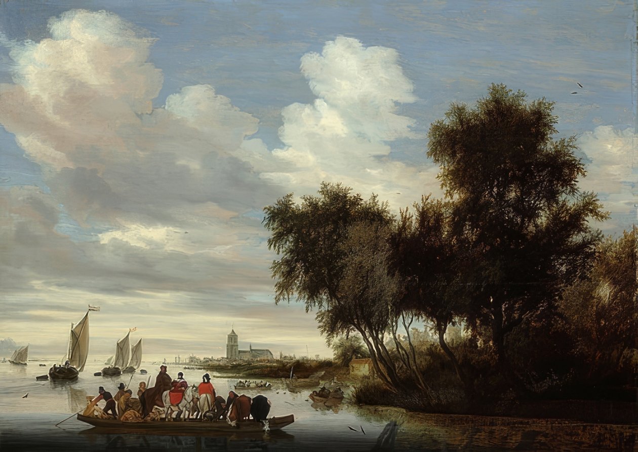 Říční krajina s trajektem. 1649 od Salomon van Ruisdael or Ruysdael