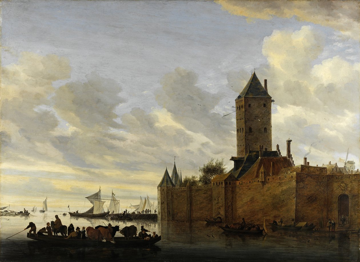 ústí řeky S Opevněným Městem od Salomon van Ruisdael or Ruysdael
