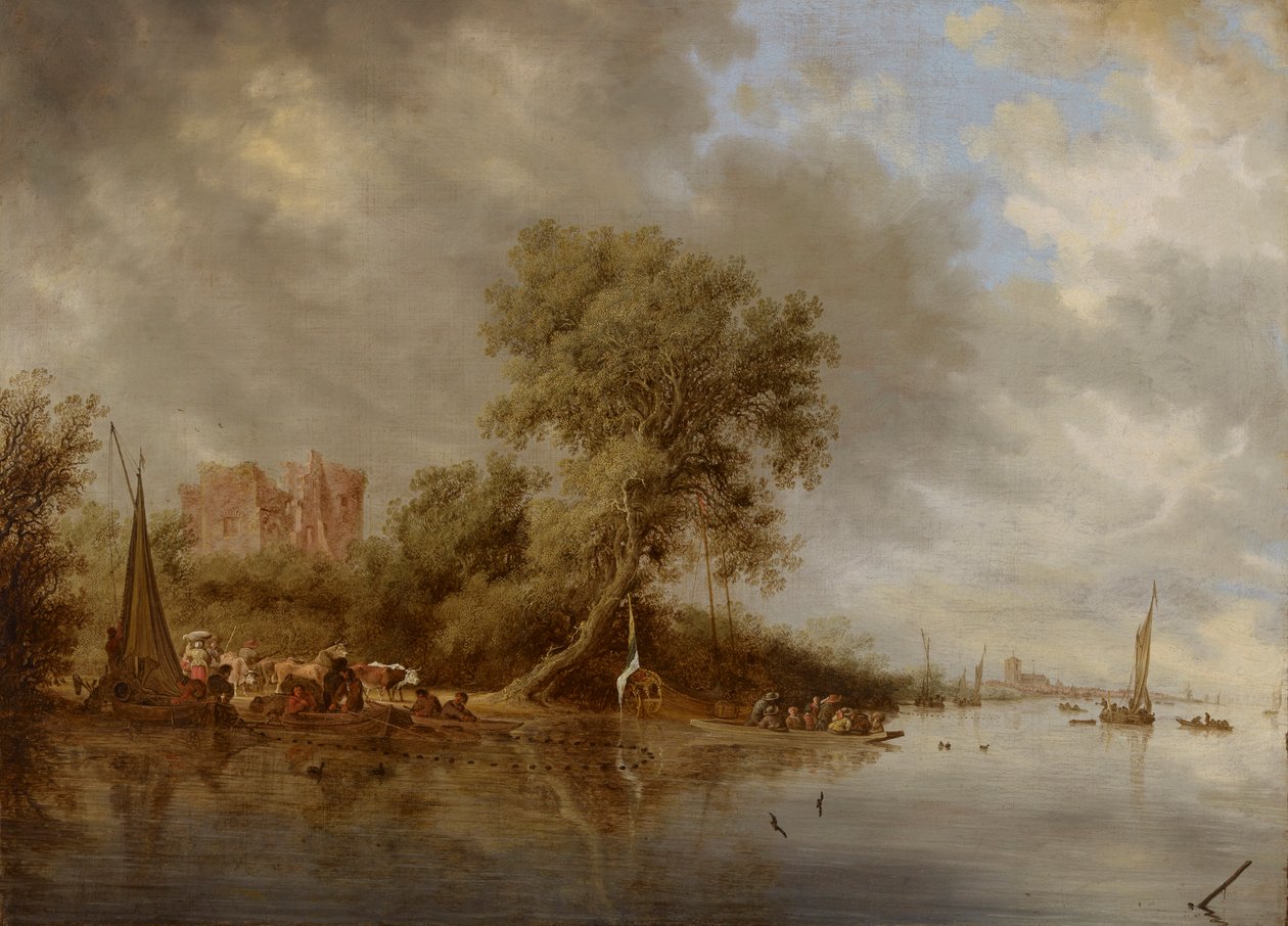 Říční krajina s ruinami hradu Egmond, 1641. od Salomon van Ruisdael or Ruysdael