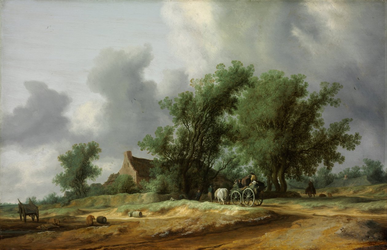 Cesta v dunách s kočárem od Salomon van Ruisdael or Ruysdael