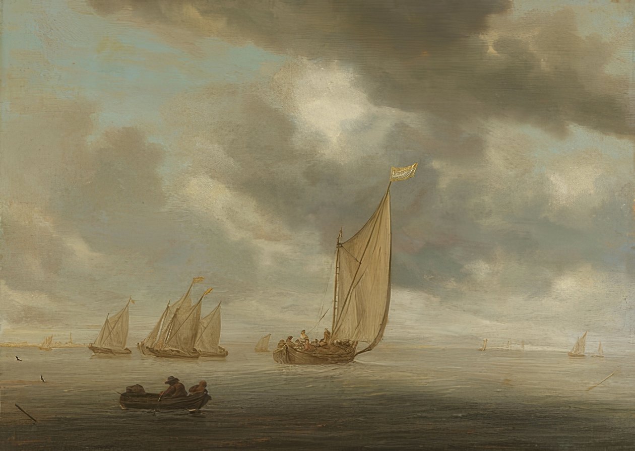 Plachetnice na vnitrozemské vodní cestě od Salomon van Ruisdael or Ruysdael