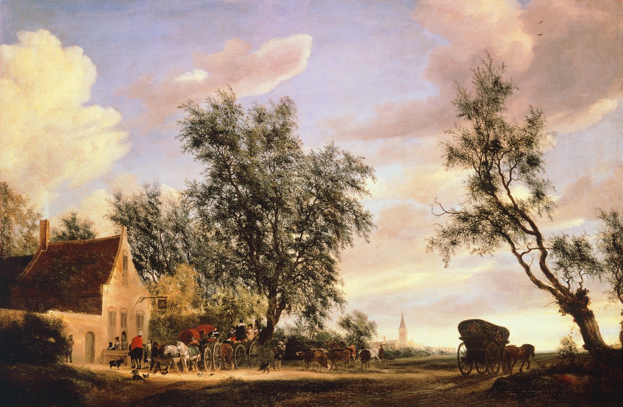 White Swan Inn, od Salomona van Ruysdaela (cca 1602-1670) od Salomon van Ruisdael or Ruysdael