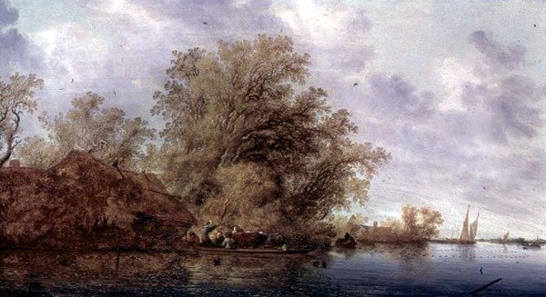 Zalesněná říční krajina od Salomon van Ruisdael or Ruysdael