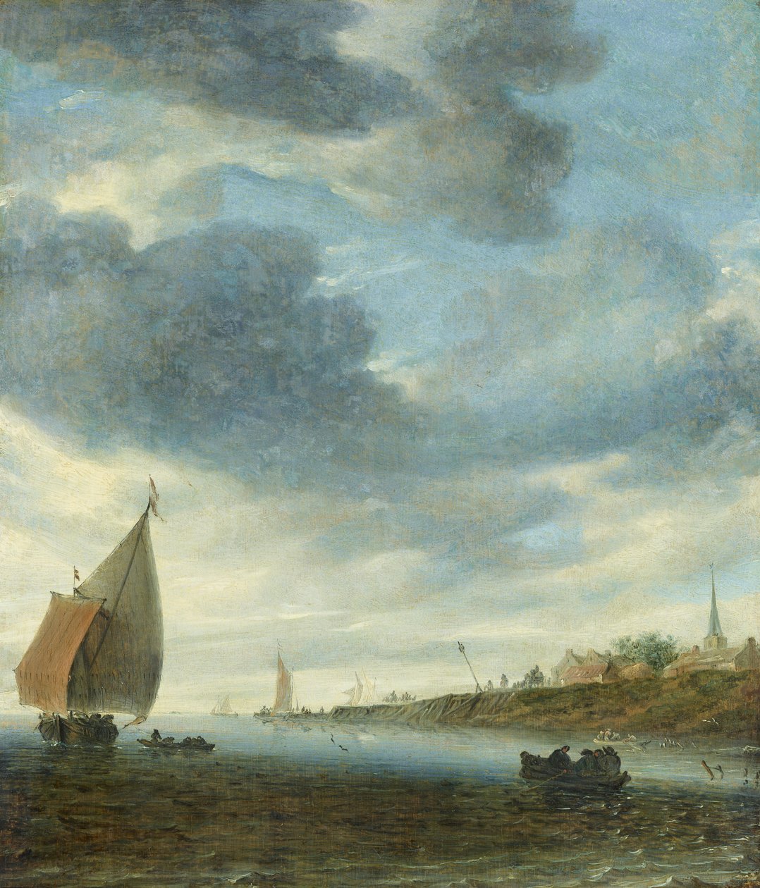 Vnitrozemské vody s plachetnicí od Salomon van Ruysdael