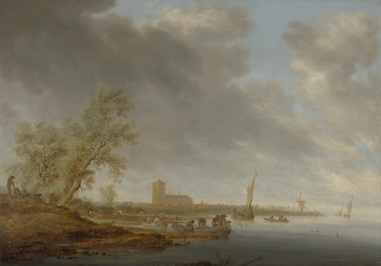Říční krajina s výhledem na Naarden od Salomon van Ruysdael