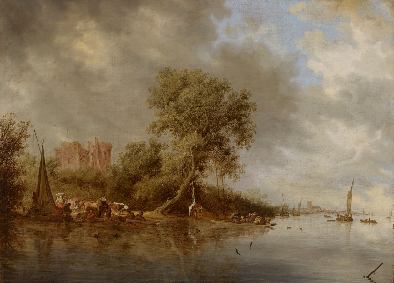 Říční krajina se zříceninou hradu Egmond od Salomon van Ruysdael