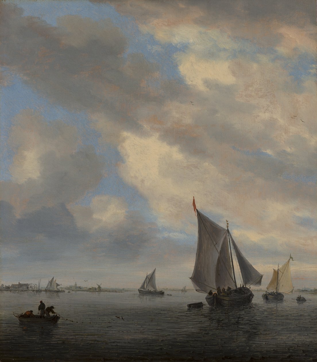 Pohled na jezero s plachetnicemi od Salomon van Ruysdael