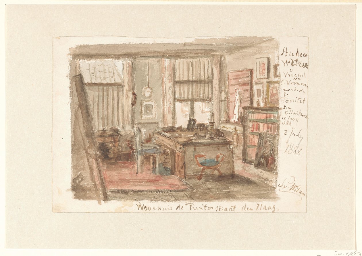 Studie Carela Vosmaera na Ruiterstraat v Haagu od Salomon van Witsen