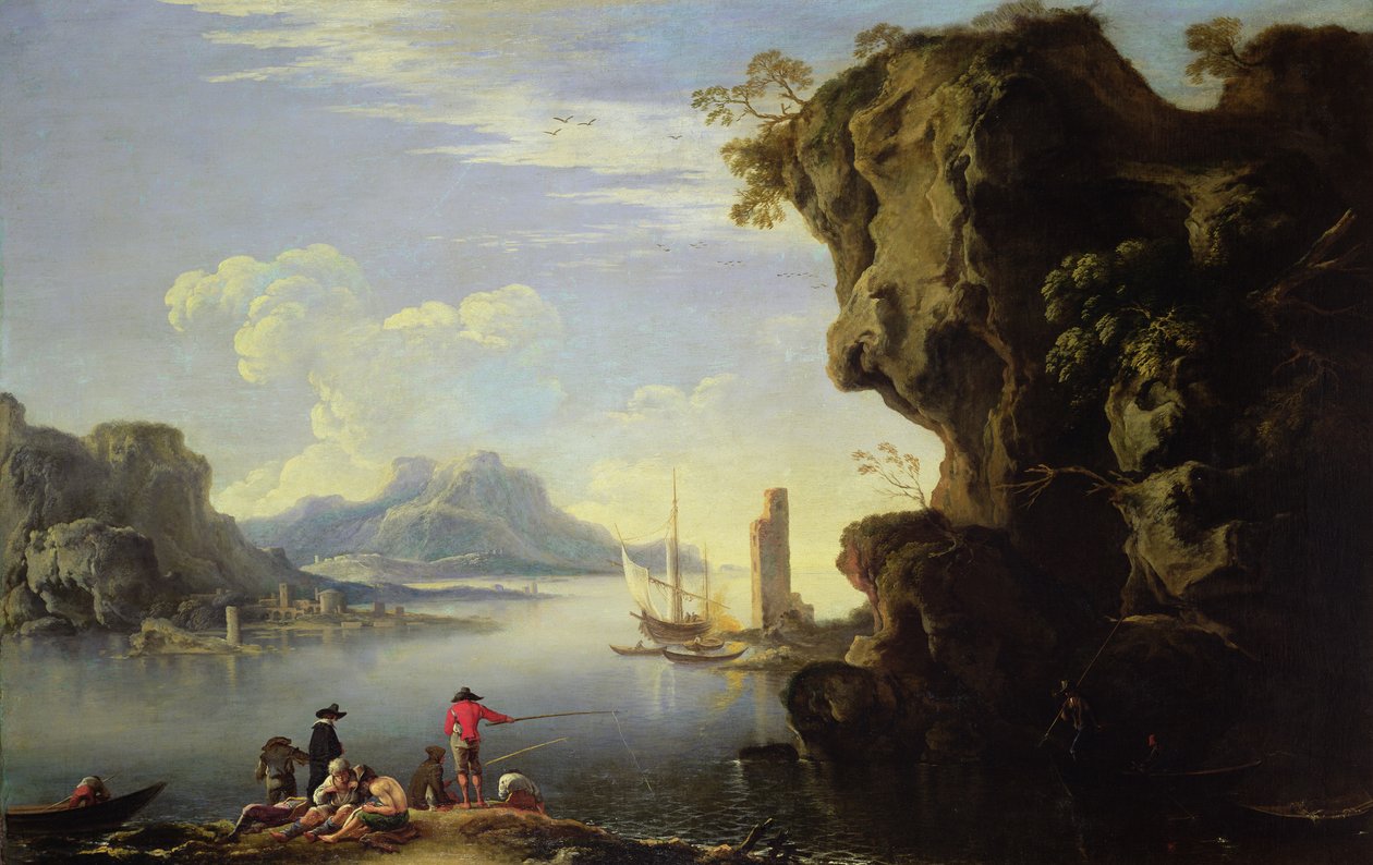 Pobřežní scéna s rybáři od Salvator Rosa