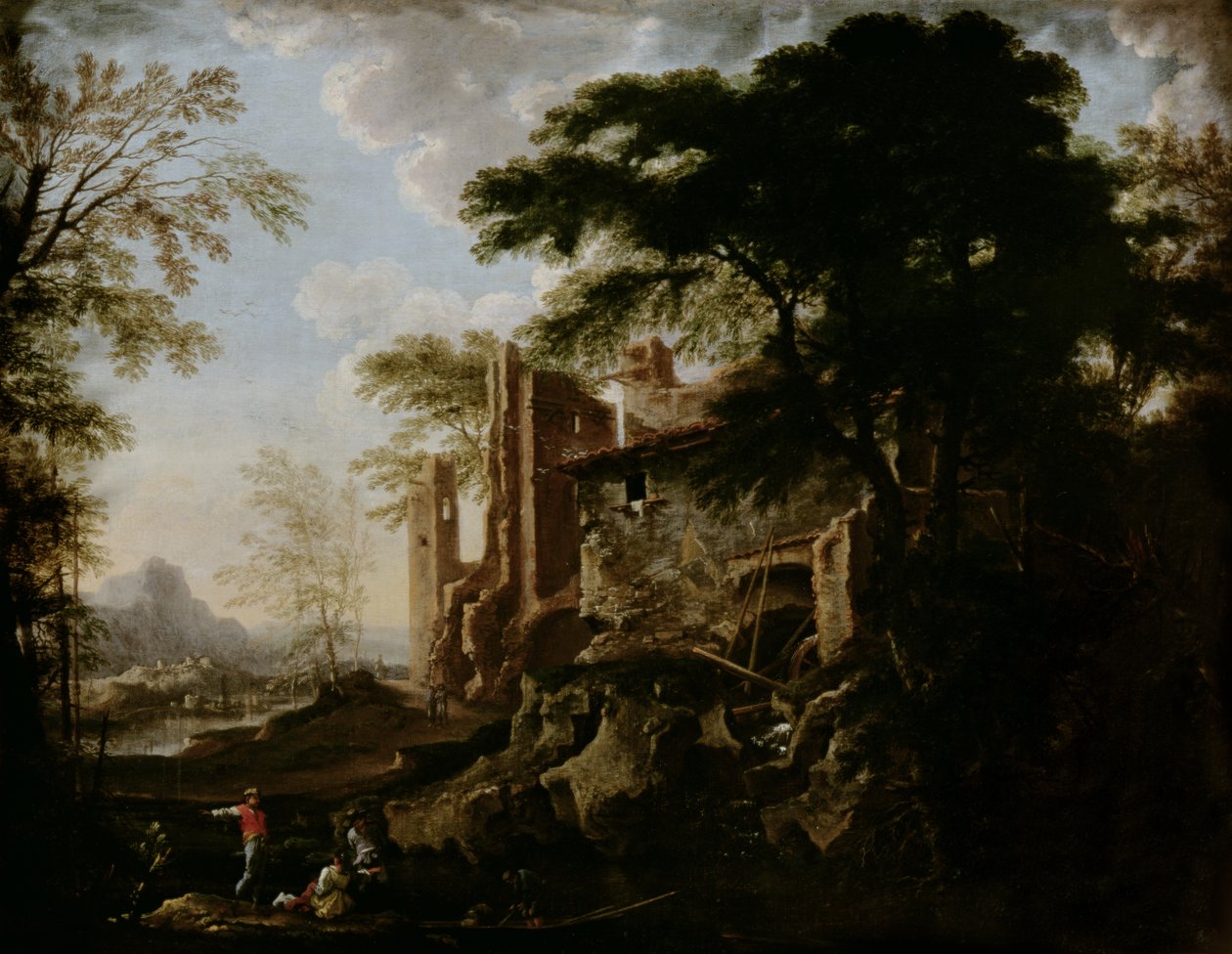 Krajina s vodním mlýnem od Salvator Rosa