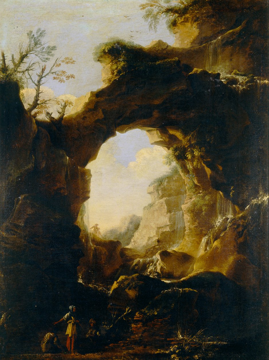 Krajina s obloukem a vodopády od Salvator Rosa
