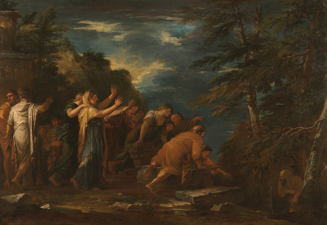 Pythagoras vycházející z podsvětí od Salvator Rosa