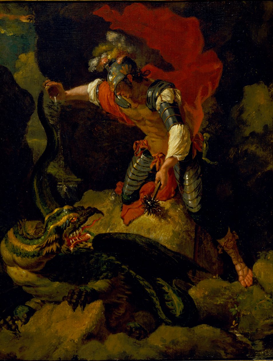 Jáson tráví draka (olej na dubové desce) od Salvator (after) Rosa