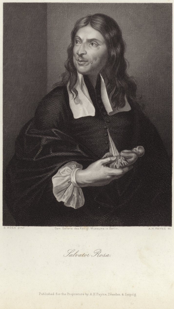 Portrét Salvatora Rosy (rytina) od Salvator (after) Rosa