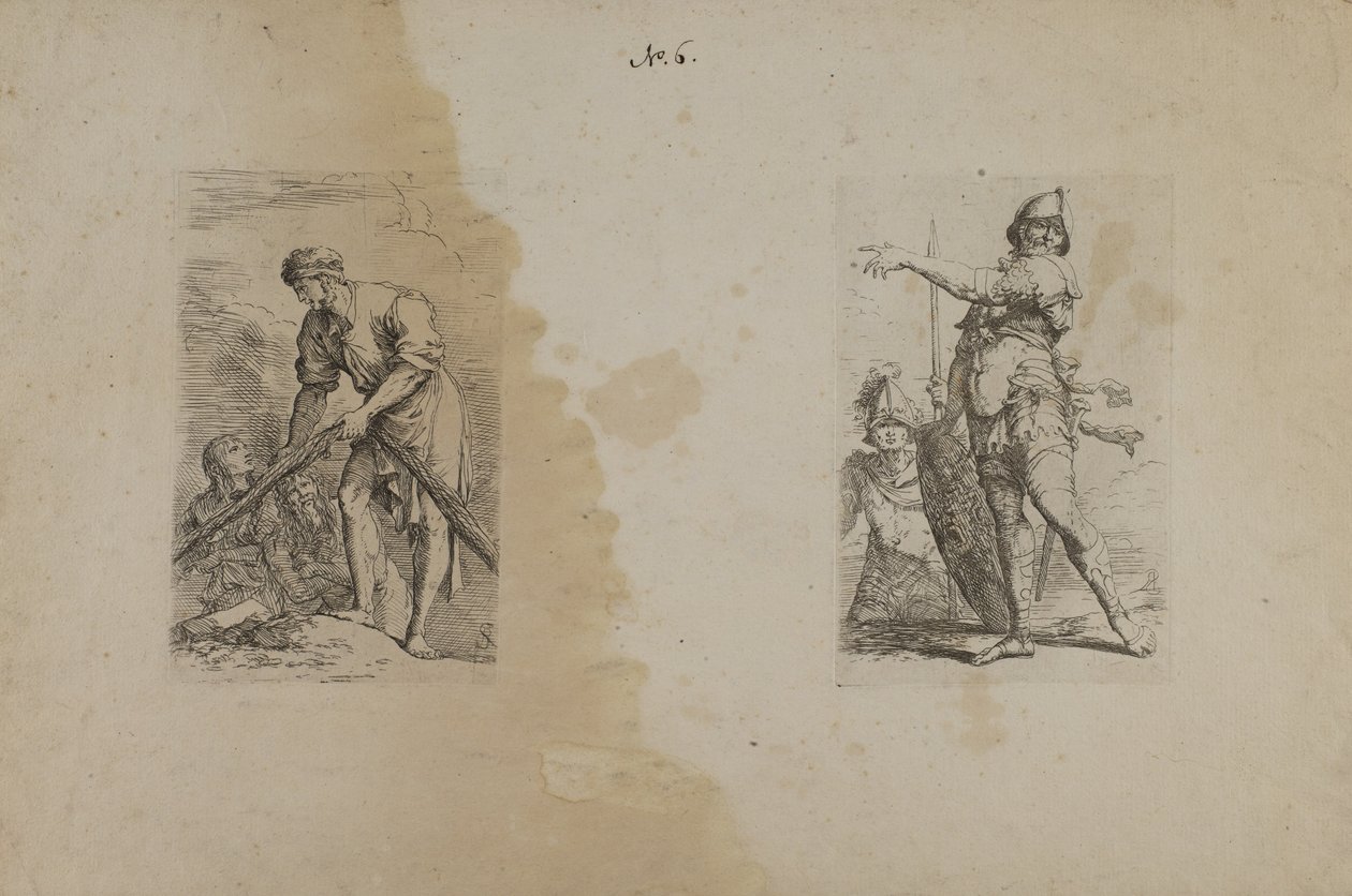 (Série figurek) Muž držící těžké lano od Salvator Rosa