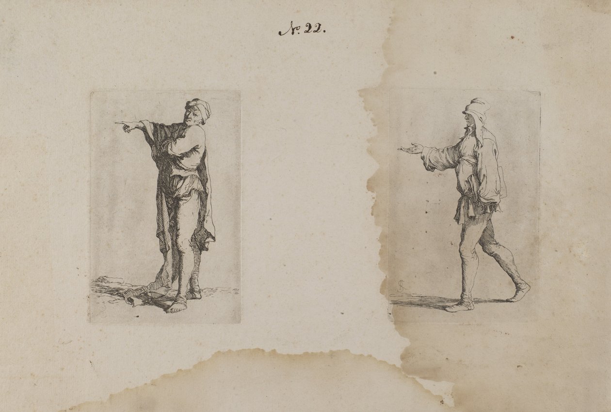 (Série figurek) Stojící muž, ukazující doleva od Salvator Rosa