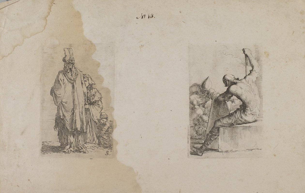 (Série figurek) Muž s turbanem, pohled zezadu od Salvator Rosa