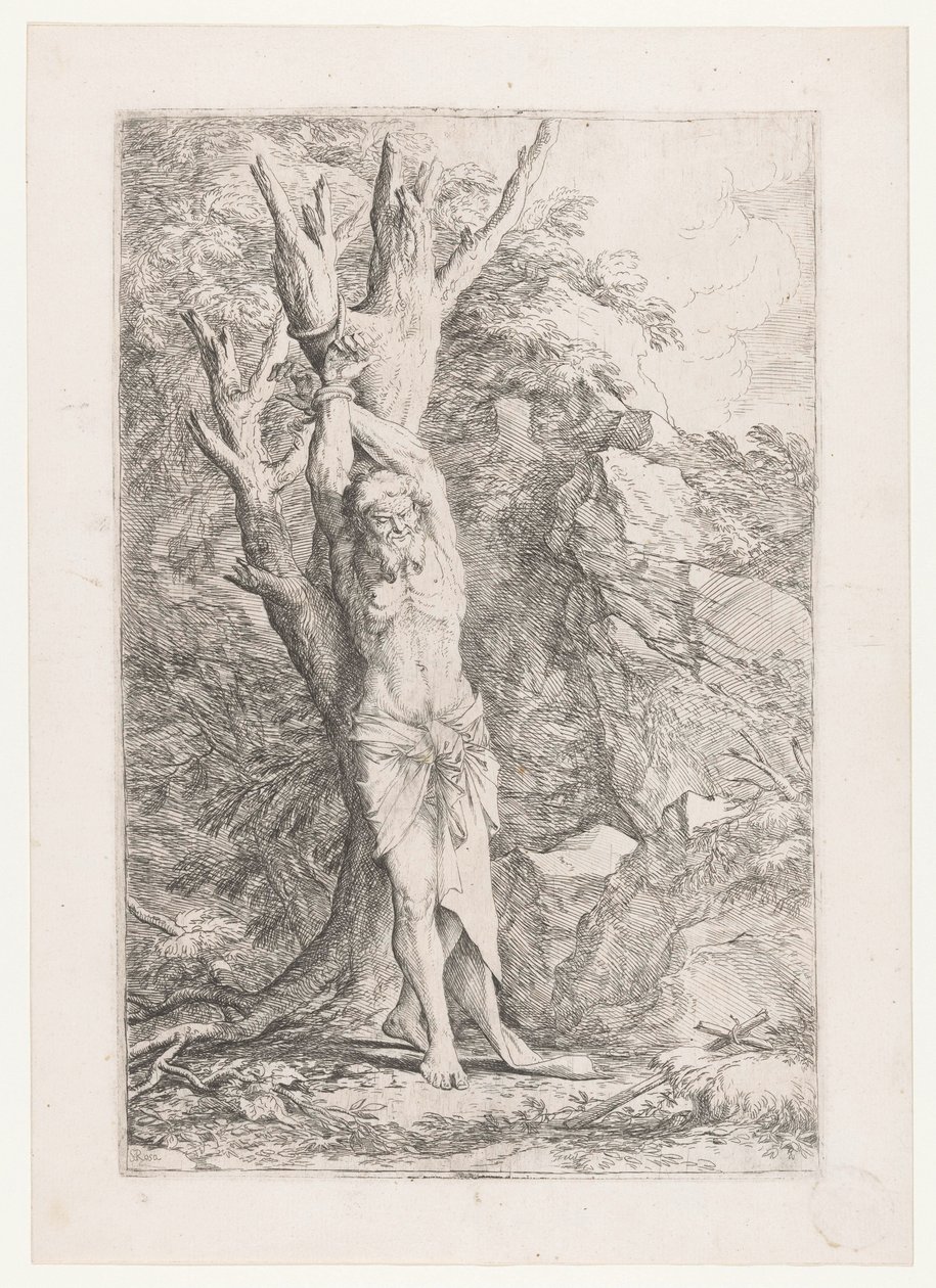 Albert přivázaný ke stromu od Salvator Rosa
